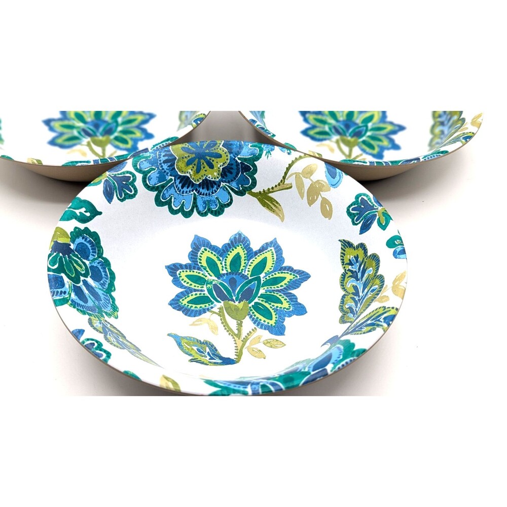Members Mark Melamine Salad Bowls Blue White Floral Set Of 5